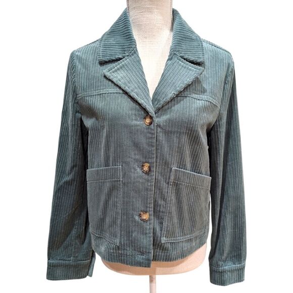 Anthropologie Avec Les Filles Corduroy Wide Wale Jacket Blazer in Moss Green - Picture 1 of 7